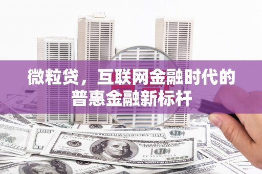 通江微粒贷，互联网金融时代的普惠金融新标杆