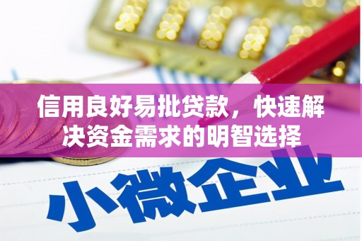 通江信用良好易批贷款，快速解决资金需求的明智选择