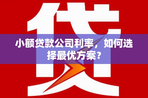通江小额贷款公司利率，如何选择最优方案？